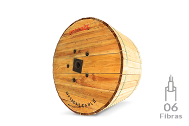 Carrete de 4km de Fibra Optica Mini ADSS Monomodo 9/125 de 06 hilos Semi-Seco