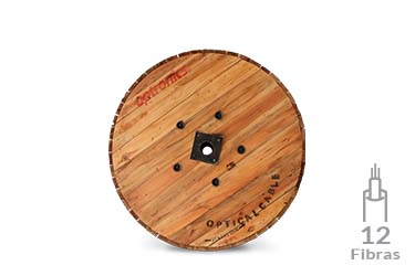 Carrete de 4km de Fibra Optica Mini ADSS Monomodo 9/125 de 12 hilos Semi-Seco