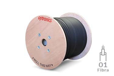 Carrete de 2 Km Cable de Fibra Óptica Int-Ext DROP PLANO Fig. 8 con mensajero de acero Monomodo 9/125 G.657.A2 de 1 hilo Cero Halogeno